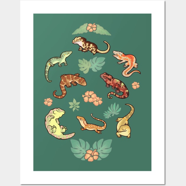 Gecko family Wall Art by Colordrilos